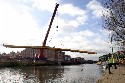 Northampton - new bridge being swung into place for Jackson Civil Engineering (click to enlarge)